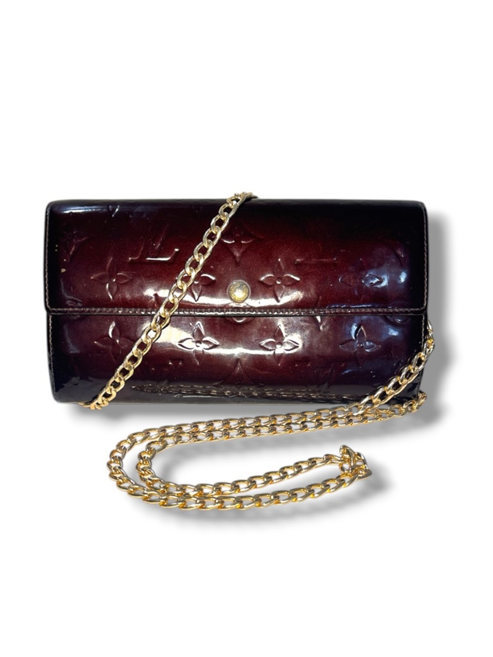 ✨ LV Sarah Wallet Amarante Monogram Vernis + Chain ✨